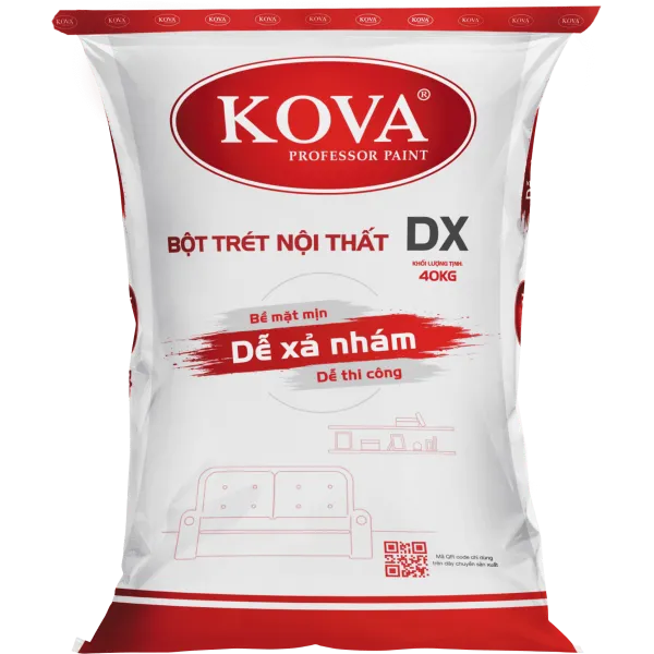 Bột trét tường nội thất Kova DX bao 40 kg Bột trét tường nội thất Kova DX bao 40 kg