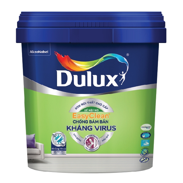 Sơn nội thất Dulux EasyClean Chống Bám Bẩn Kháng Virus - Mờ E016M lon 5L Sơn nội thất Dulux EasyClean Chống Bám Bẩn Kháng Virus - Mờ E016M lon 5L