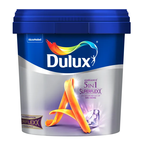 Sơn nội thất Dulux Ambiance 5 in 1 Superflexx siêu bóng Z611B lon 5L Sơn nội thất Dulux Ambiance 5 in 1 Superflexx siêu bóng Z611B lon 5L